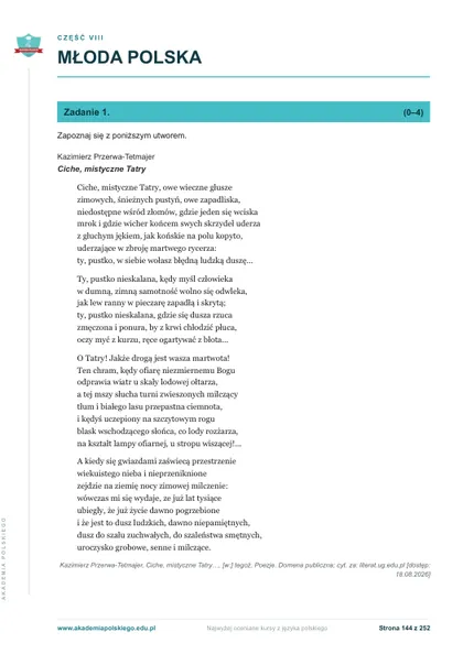 Pierwsza strona działu Młoda Polska