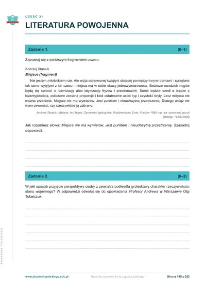 Pierwsza strona działu Literatura powojenna