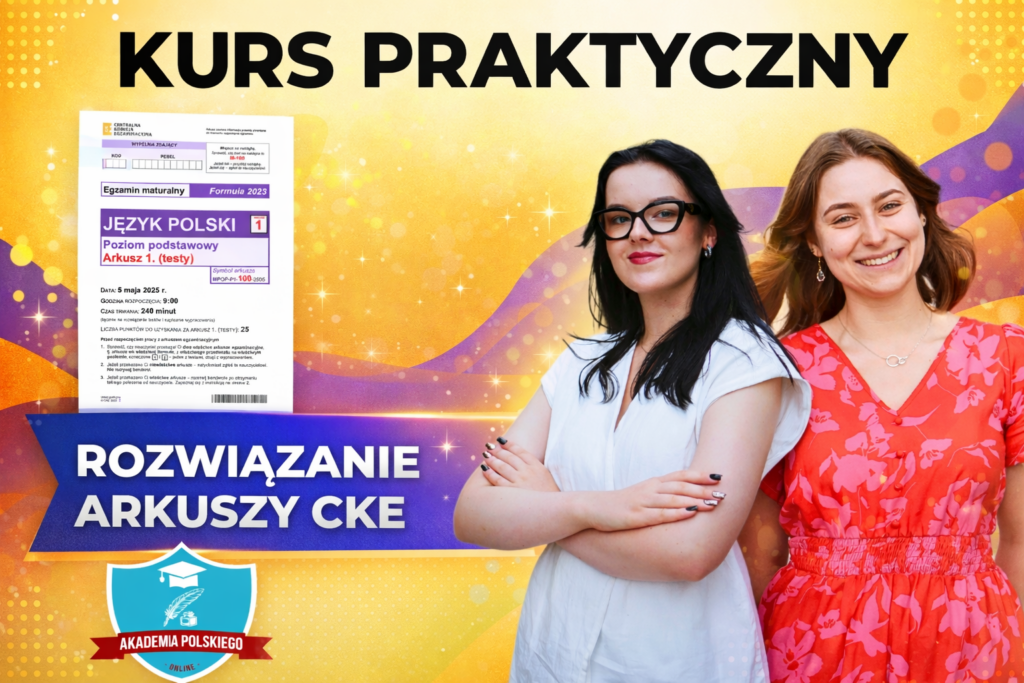 Okładka kursu praktycznego Akademii Polskiego: rozwiązanie arkuszy CKE